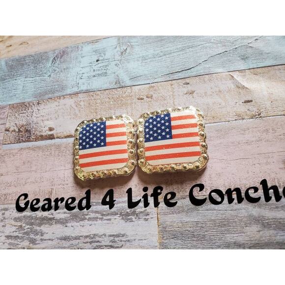 American flag concho  replacement conchos,American flag tack, saddle conchos - Picture 1 of 2